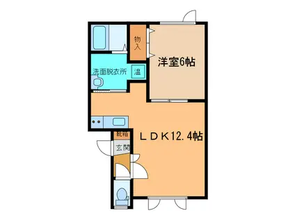 BELL CREST(1LDK/1階)の間取り写真