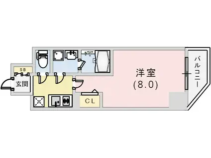 ル・パルトネール三宮東(1K/9階)の間取り写真