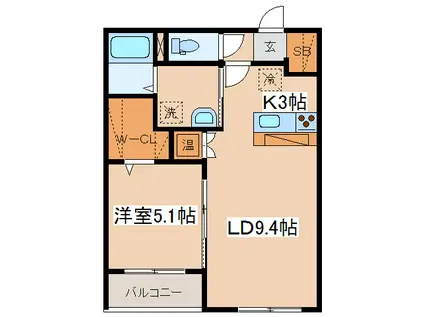 フレバンス(1LDK/1階)の間取り写真