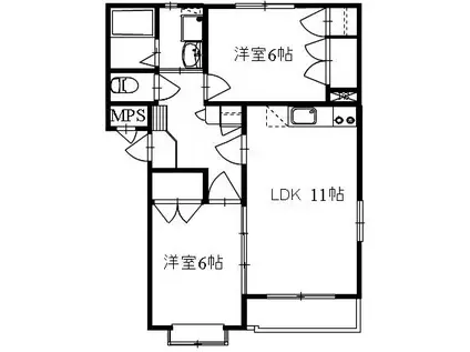 UI・YAMATO(2LDK/3階)の間取り写真