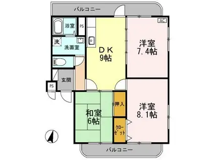 エミネンスさくら(3DK/2階)の間取り写真