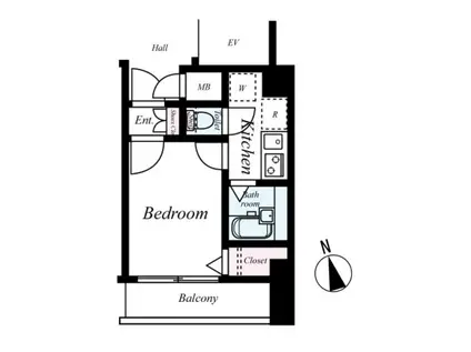 ヴァローレエテルノ西早稲田(1K/6階)の間取り写真