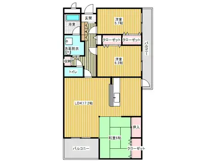 クレサンテーム(3LDK/5階)の間取り写真