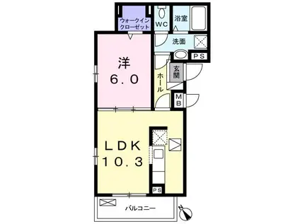 レイモンドジャルダン(1LDK/1階)の間取り写真
