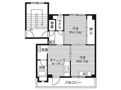 ビレッジハウス浜の町2号棟(2DK/1階)の間取り写真