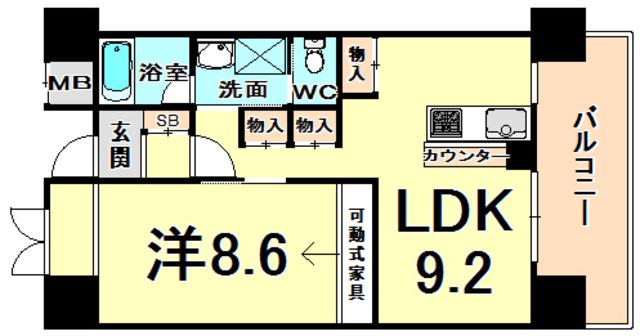 アーバネックス尼崎東難波(1LDK/7階)の間取り写真