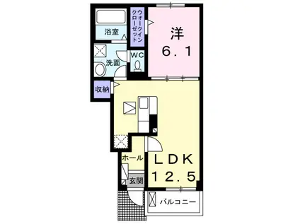 レガリア(1LDK/1階)の間取り写真