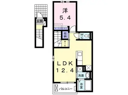 スカイレオ(1LDK/2階)の間取り写真