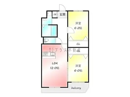 SERENA直方II(2LDK/2階)の間取り写真