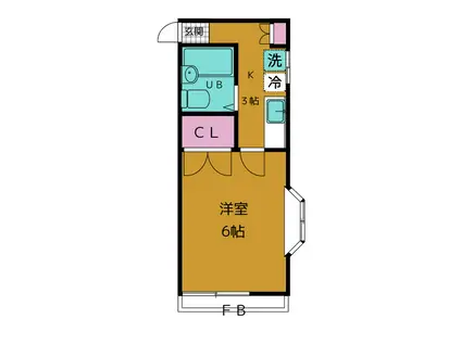 シャンデール(1K/2階)の間取り写真