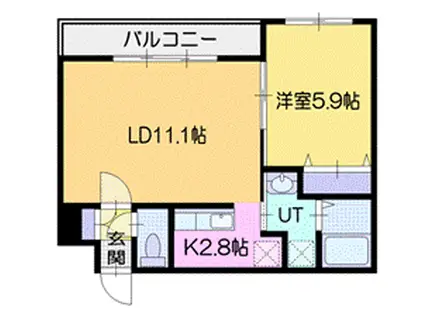 トニータワー北広島(1LDK/3階)の間取り写真