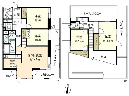 シーサイドももちアルテイコートB館(4LDK/5階)の間取り写真
