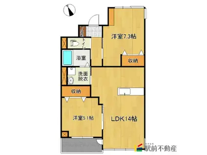 ユニヴァリィ レジデンス(2LDK/2階)の間取り写真