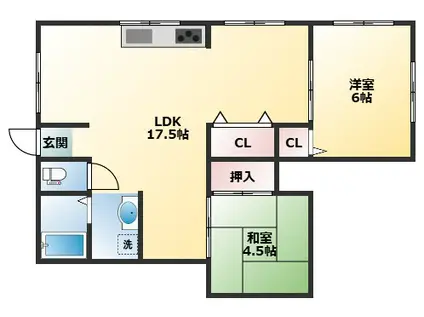 カーサヒラノ(2LDK/3階)の間取り写真