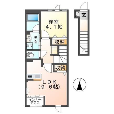 プランドール F(1LDK/2階)の間取り写真