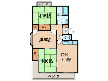 コーポ石川(3DK/2階)の間取り写真