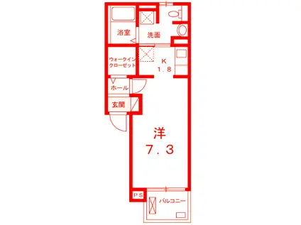 マーガレットSEA(ワンルーム/2階)の間取り写真