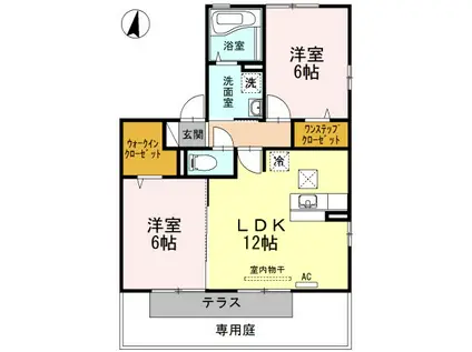 プリマクレールB棟(2LDK/2階)の間取り写真