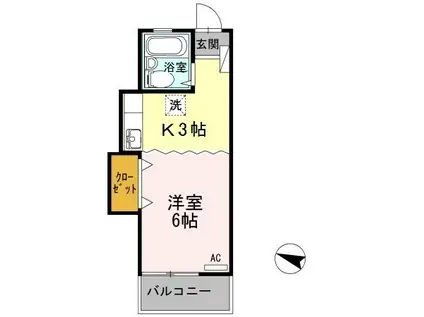 ピュアハイツ生野(1K/4階)の間取り写真