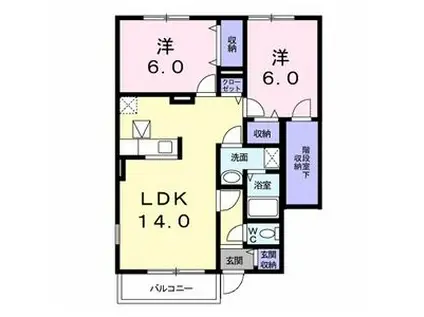 ナゴヤフォレストA(2LDK/1階)の間取り写真