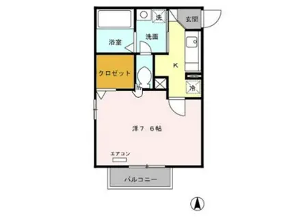 フルールC(1K/1階)の間取り写真