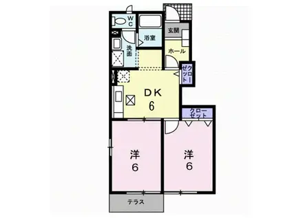 ミリオネアラブリー(2DK/1階)の間取り写真