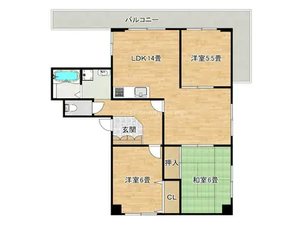 センチュリーハイツ堺(3LDK/5階)の間取り写真