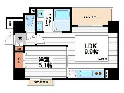 セントロイヤルクラブ谷町(1LDK/4階)の間取り写真