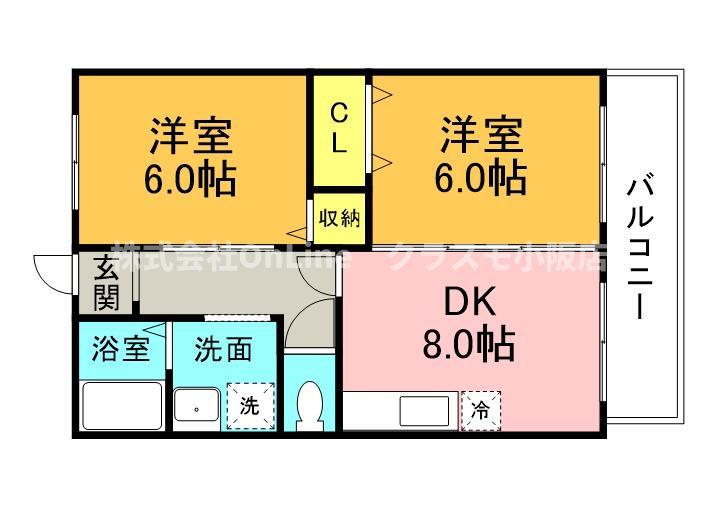 エスポアール布施(2DK/1階)の間取り写真