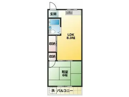 荻野コーポ(1LDK/2階)の間取り写真