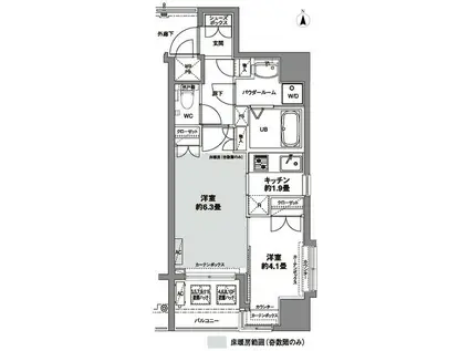 コンフォリア芝公園(1DK/11階)の間取り写真