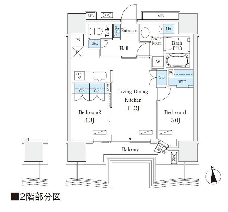 STANDZ四天王寺前夕陽丘(2LDK/2階)の間取り写真
