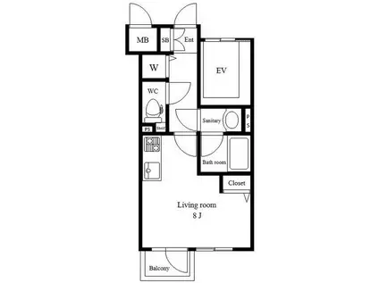 レガリア東中野レジデンスイースト(ワンルーム/3階)の間取り写真