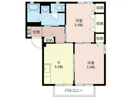 サンメゾン羽衣(1LDK/1階)の間取り写真