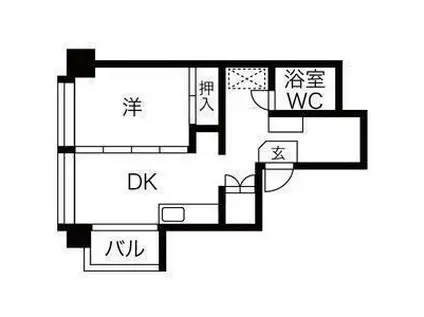 牛越橋ハイツ(1DK/5階)の間取り写真