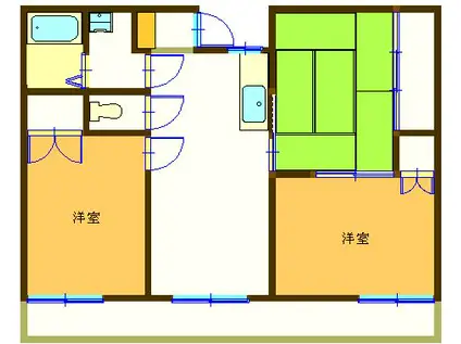 コーポ緒方(3DK/2階)の間取り写真