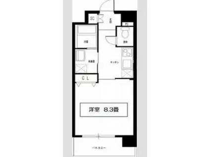 エルベコート豊中服部(1K/4階)の間取り写真