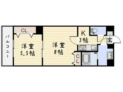 プリンセス香春口(2K/10階)の間取り写真