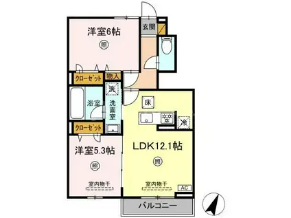 ORTO SOLE(2LDK/1階)の間取り写真