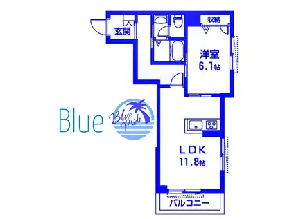 グランメルヴェイユ藤沢(1LDK/2階)の間取り写真