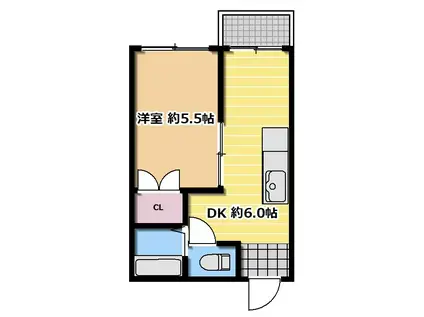 前田ハイツ神祇官(1DK/1階)の間取り写真