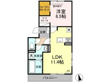 プレミアステイツS(1LDK/1階)の間取り写真