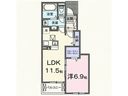 フェニックス(1LDK/1階)の間取り写真