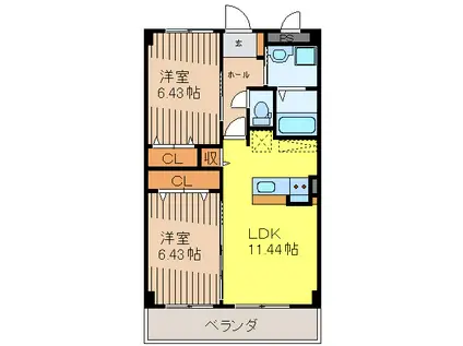 BAROCK・STELLA(2LDK/4階)の間取り写真