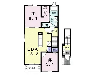 ヴィラ コンフォート(2LDK/2階)の間取り写真