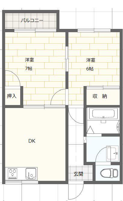 コスモハイム(2DK/1階)の間取り写真