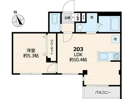 14 ONE FOUR MINAMI IKEBUKURO(1LDK/2階)の間取り写真