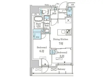 パークアクシス両国スクエア(2DK/5階)の間取り写真