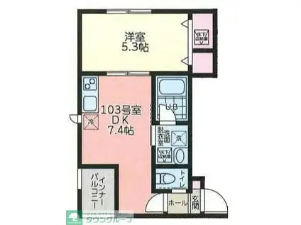 グッドウィル(1DK/1階)の間取り写真