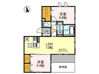 アベニール中道(2LDK/1階)の間取り写真